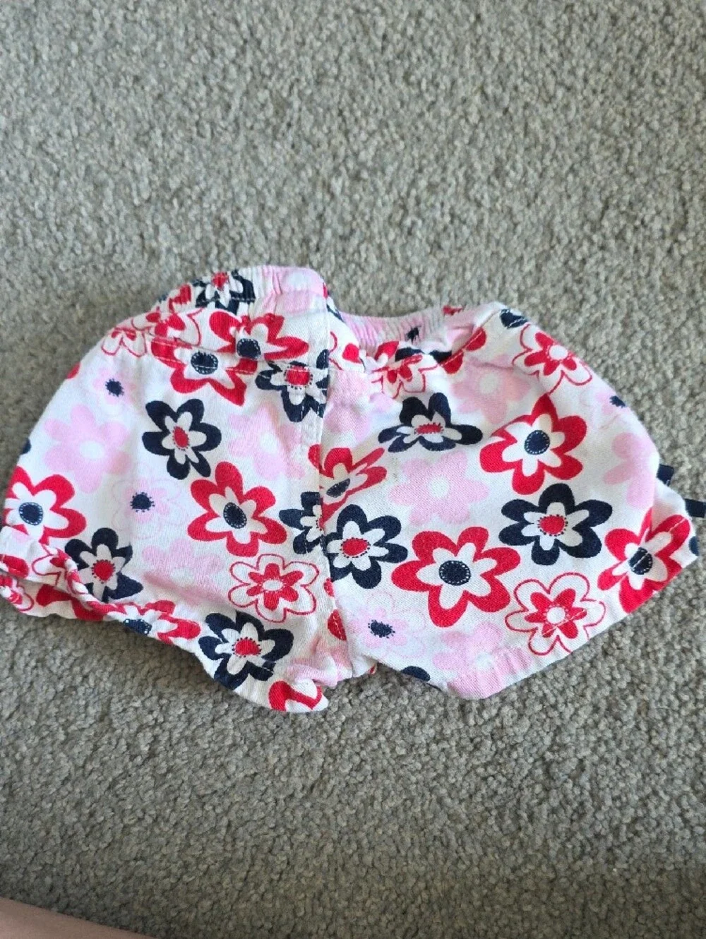 Nina Pink, Red and Navy Floral Ruffle Shorts